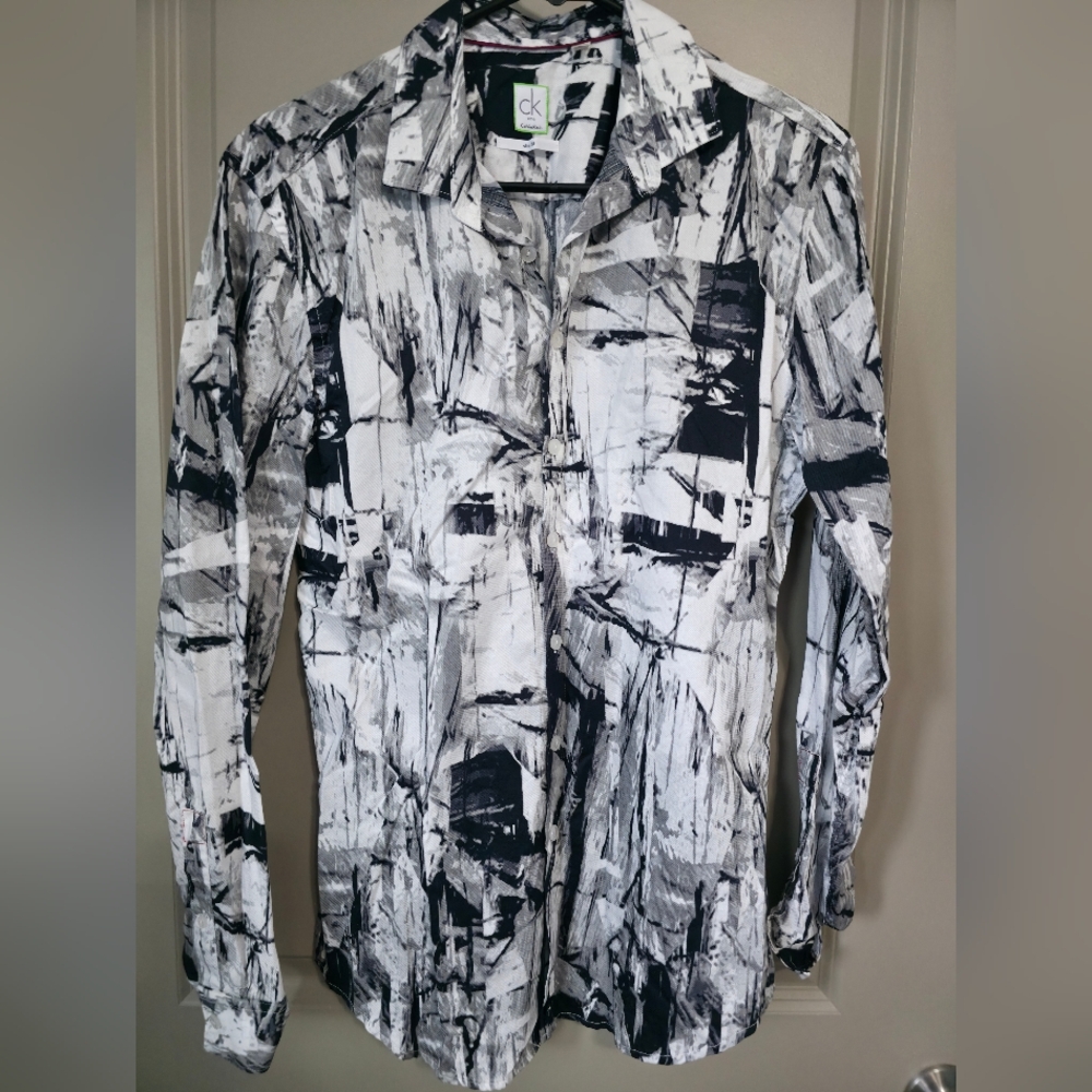 Calvin Klein Slim Monochrome Abstract Shirt